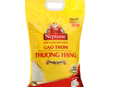 Gạo Dẻo Thơm Thượng Hạng Nhãn Vàng Neptune Túi 5Kg