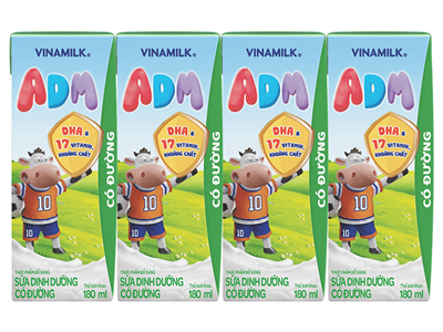 Sữa dinh dưỡng Vinamilk ADM Có Đường - Lốc 4 Hộp 180ml